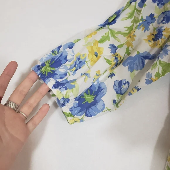 DENIM&COMPANY Floral Blouse WOMENS SPRING BLUE floral Long Sleeve Top 2… - Picture 6 of 9